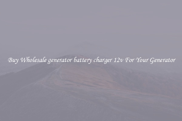 Buy Wholesale generator battery charger 12v For Your Generator