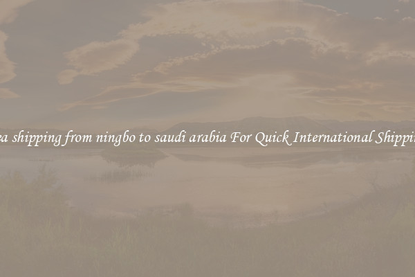 sea shipping from ningbo to saudi arabia For Quick International Shipping