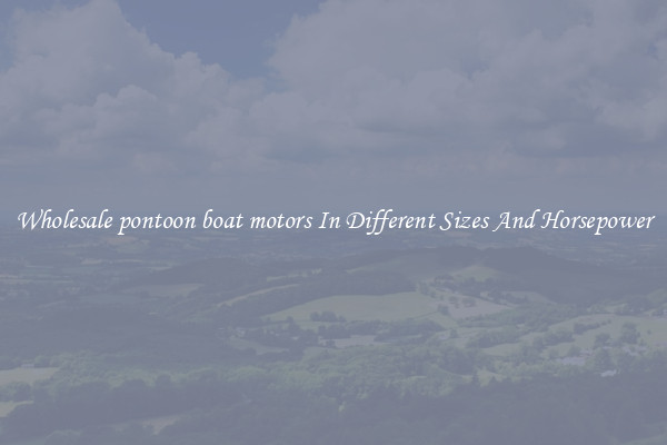 Wholesale pontoon boat motors In Different Sizes And Horsepower