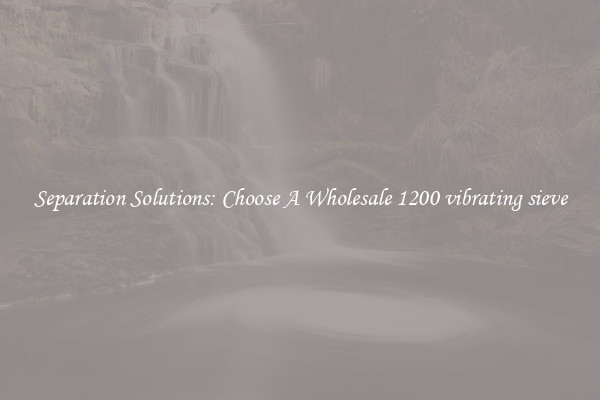 Separation Solutions: Choose A Wholesale 1200 vibrating sieve