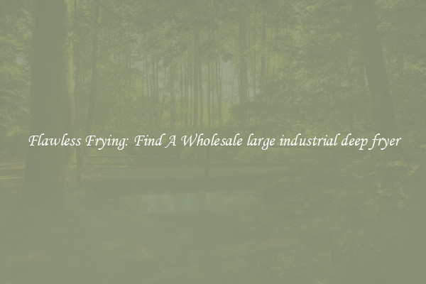 Flawless Frying: Find A Wholesale large industrial deep fryer