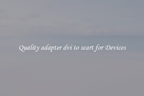 Quality adapter dvi to scart for Devices